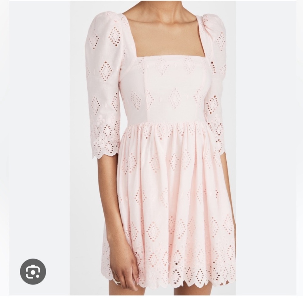 Cara Cara Hart Blush Pink Eyelet Mini Dress | Size 4